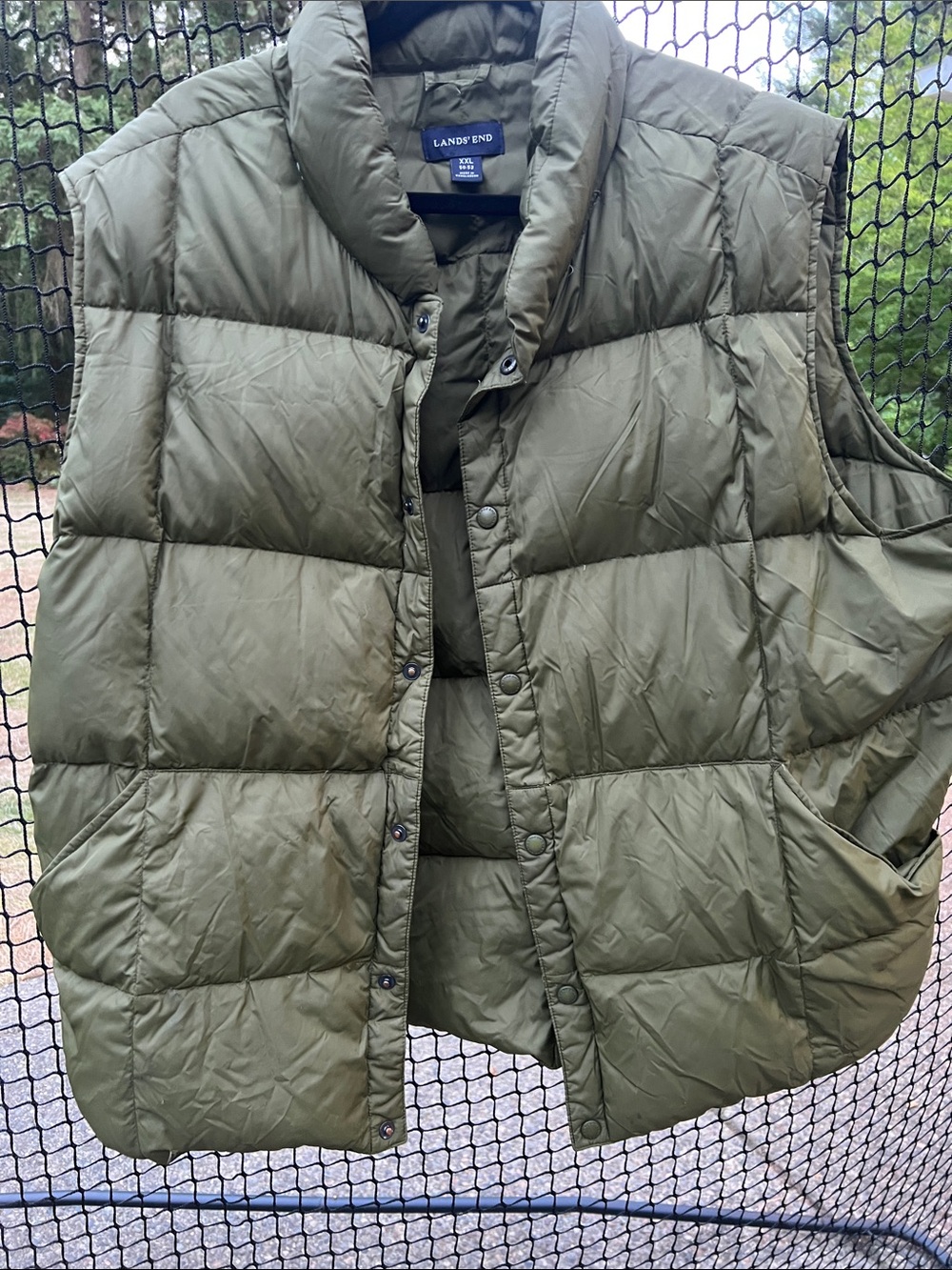 Lands' End Men's Olive Green Quilted Puffer Vest